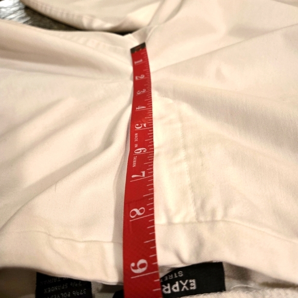 Express White Stretch Fabric Flat Front 2 Back Pockets Women size 5/6 (28 waist) - Picture 14 of 15